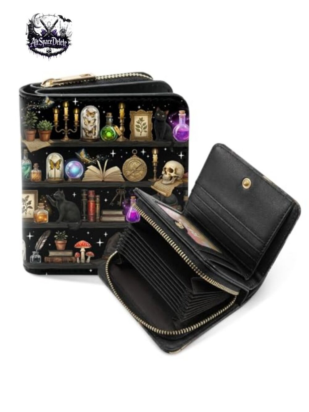 Gothic Skull Accordion Wallet for Women Large Capacity Card Holder Purse